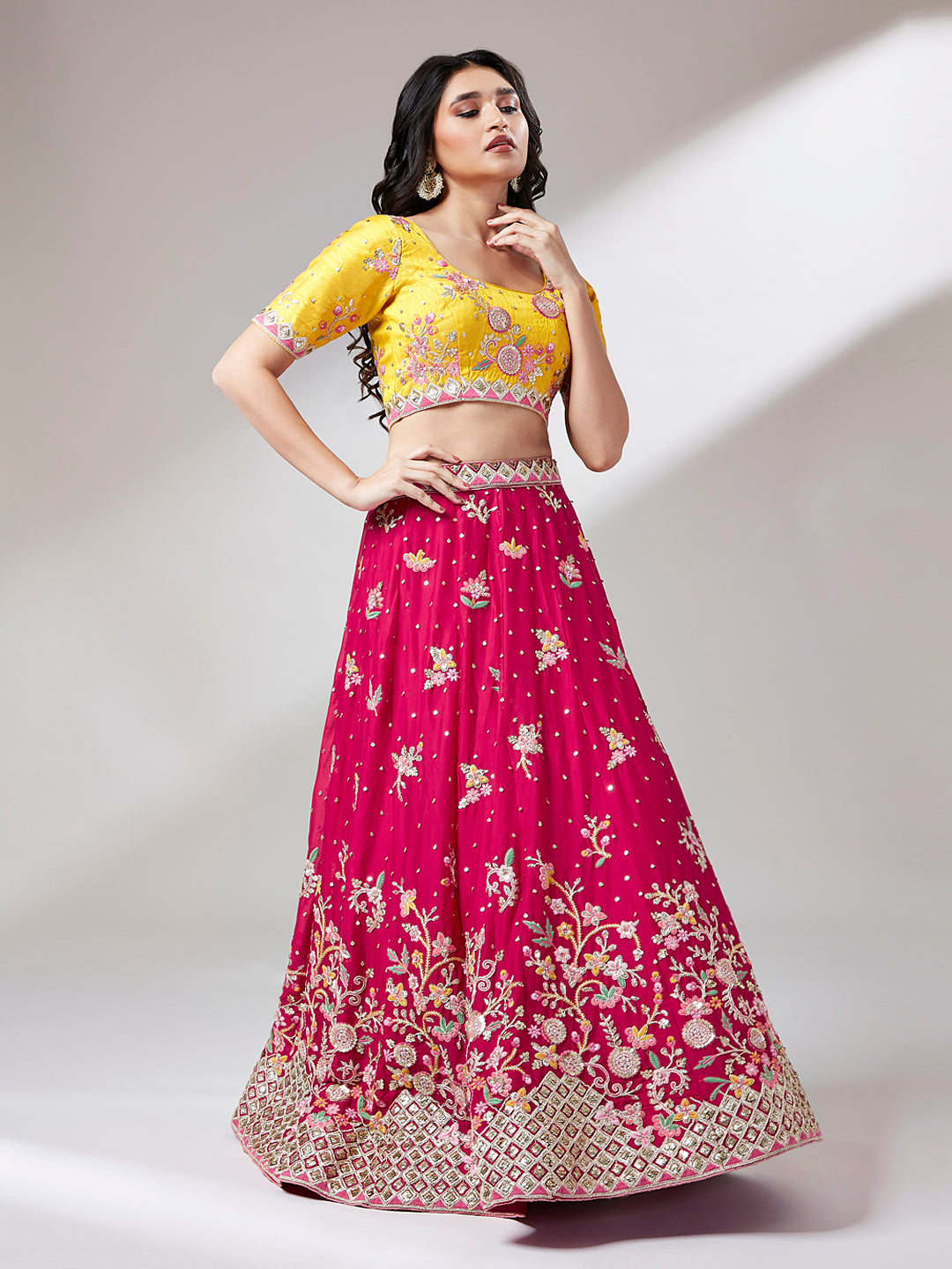 Pure Georgette Sequinse Work Stitched Lehenga