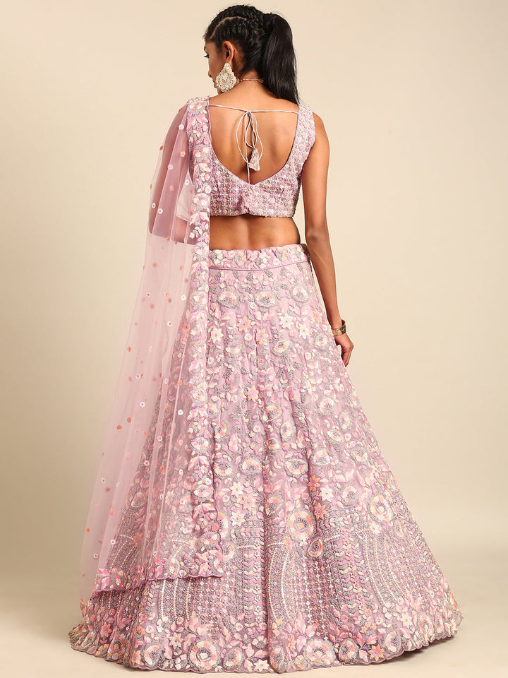 Multi Sequins Embroidered Net Stitched Bridal Lehenga choli