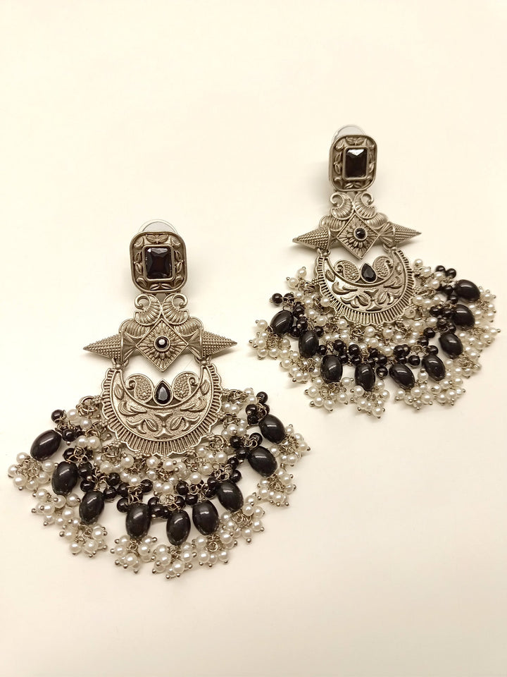 Cheryl Black Oxidized Earrings