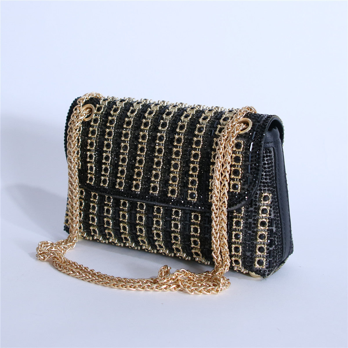 Women's Crystal-Embellished Evening Clutch – Women’s Adjustable Chain Strap Shoulder Bag for Galas, Parties & Luxury Events