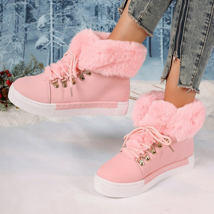 Women's Heritage Plush Snow Boot - Platform Winter Boots with Faux Fur Lining & Classic Lace-Up Design (US 5-10.5)