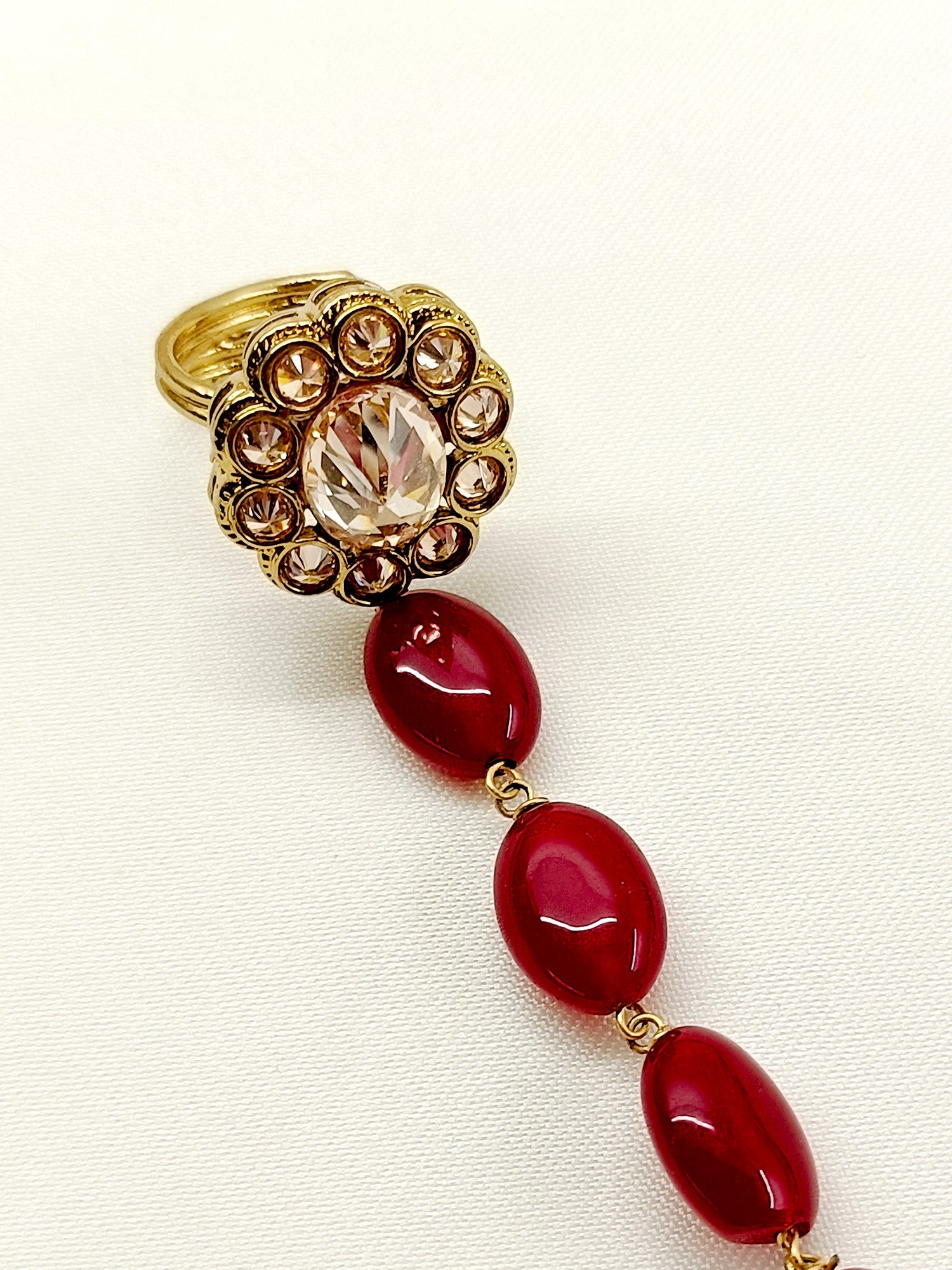 Devanshi Ruby Polki Hathphool Set Of 2