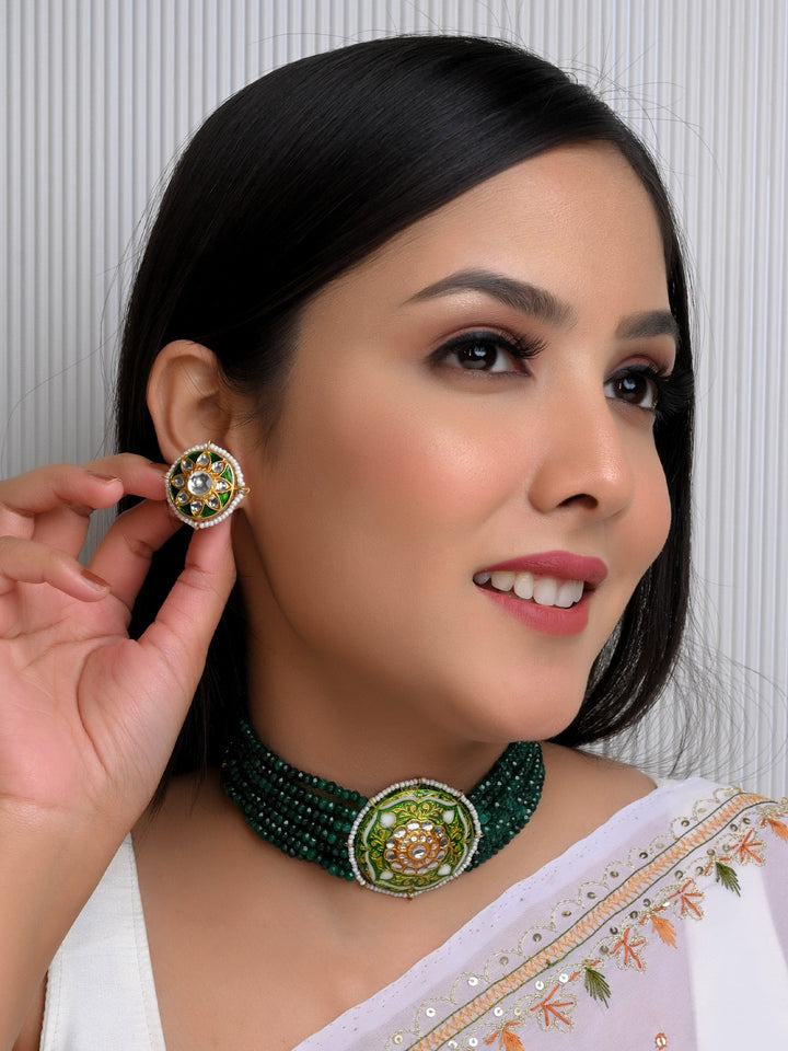 Lenora Green Meenakari Choker Set