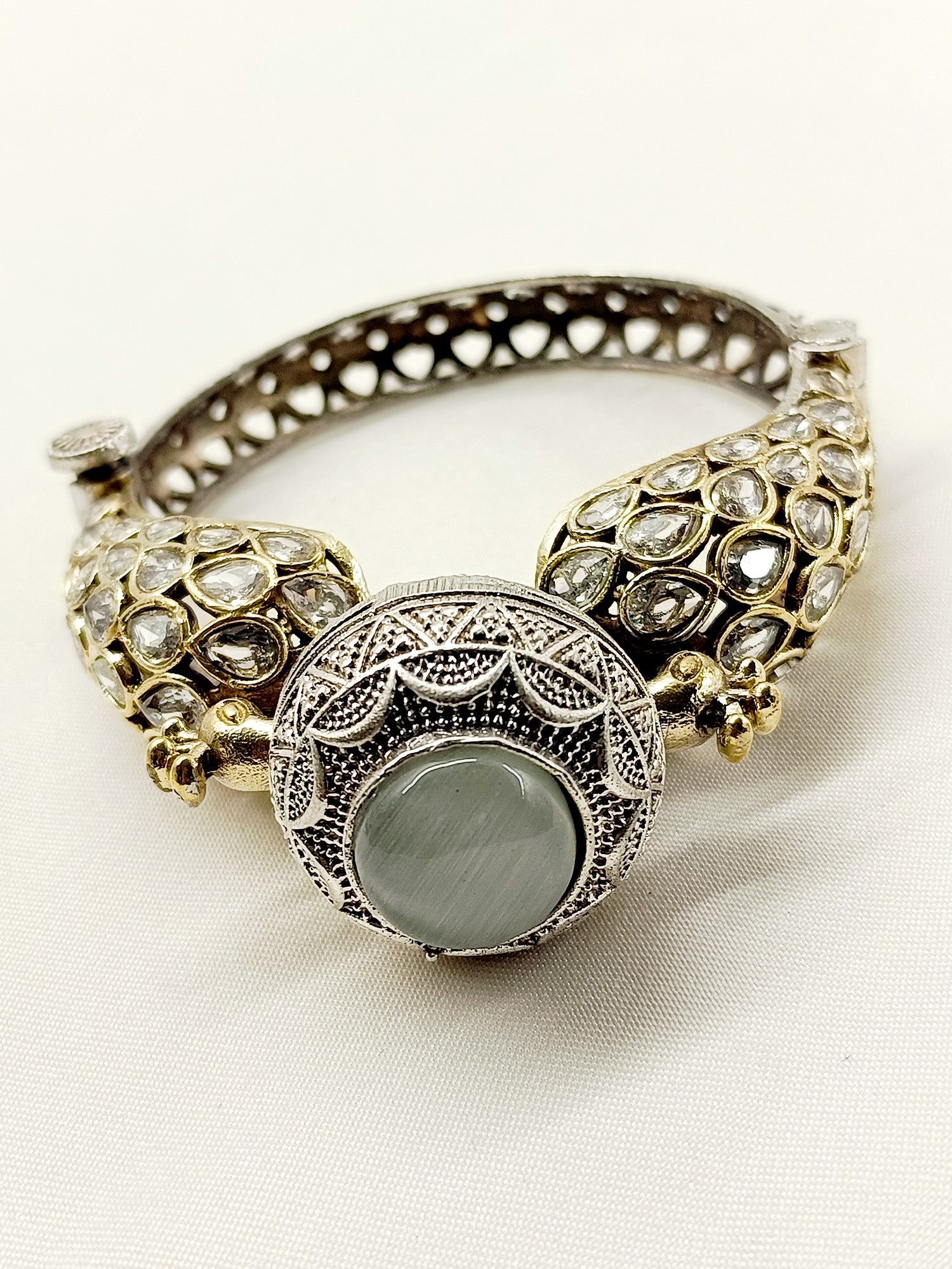 Aabirah White Peacock Oxidized Bracelet