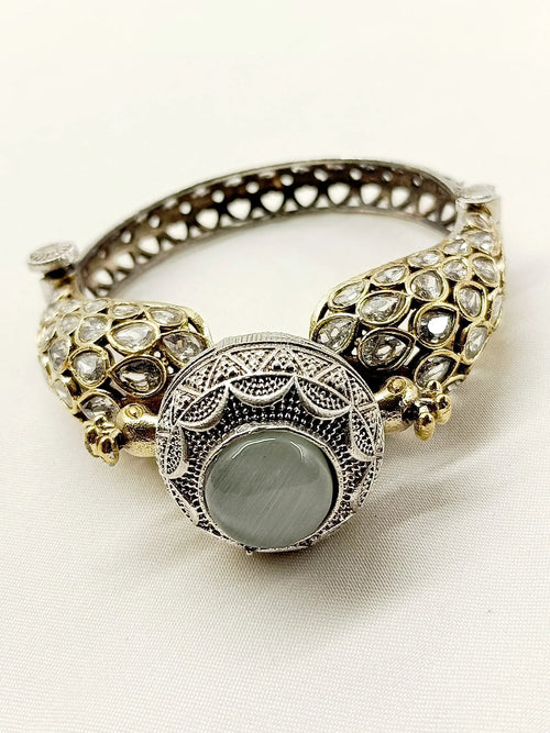 Aabirah White Peacock Oxidized Bracelet