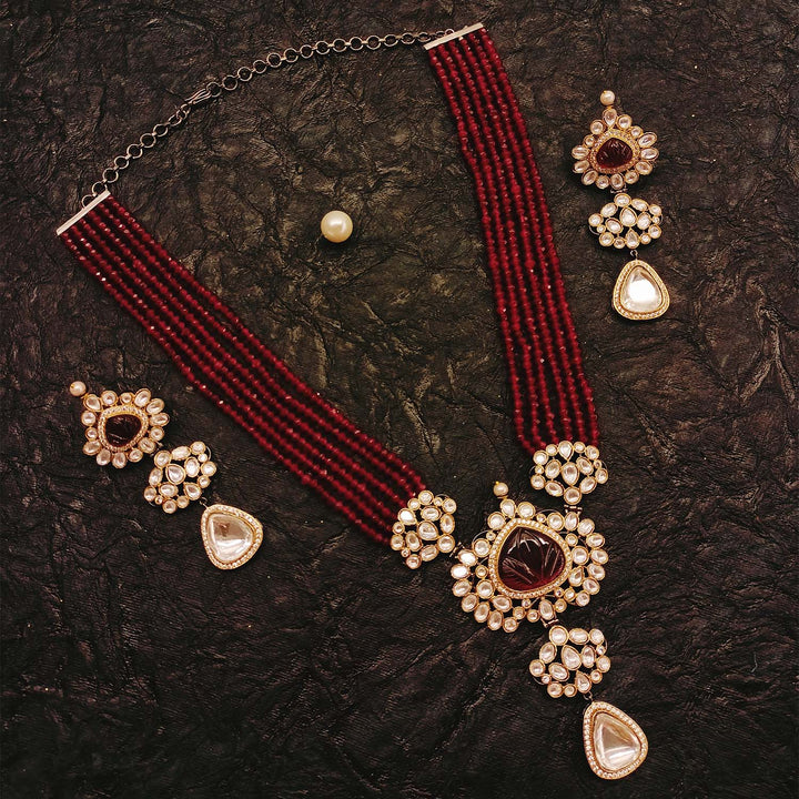 Raniya Maroon Gold & Rhodium Plated Victorian Set