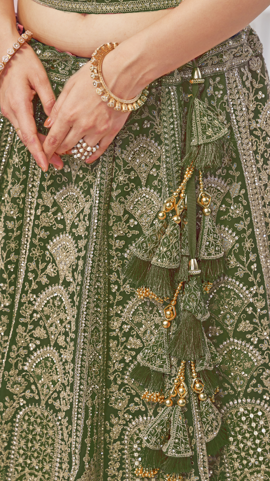 Peacock Green Embroidered Bridal lehenga