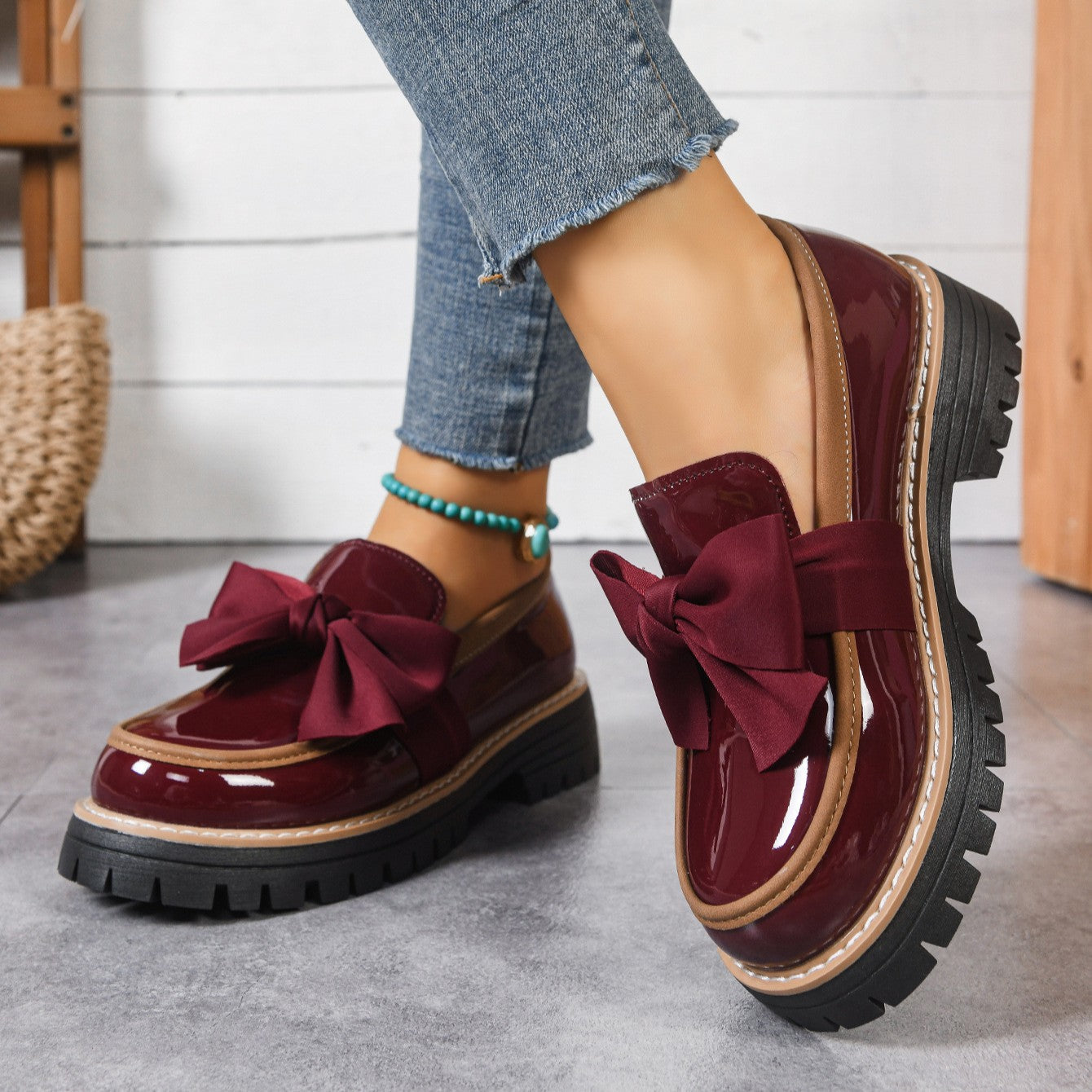 Women’s Bowline Slip-On Loafers – Contrast Stitch Flat Shoes (US 5–10.5)