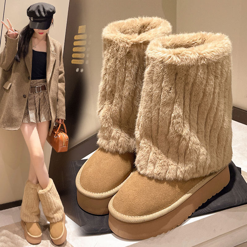 Women's SnugLift Mid Boots - Thermal Platform Snow Boots with Faux Fur (US 5-11)
