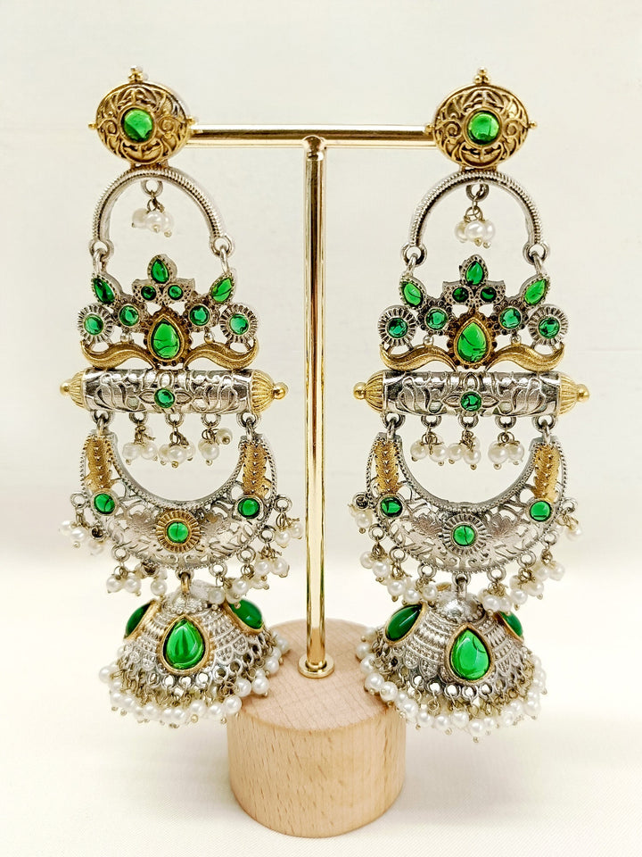 Kautirya Green Oxidized Jhumki