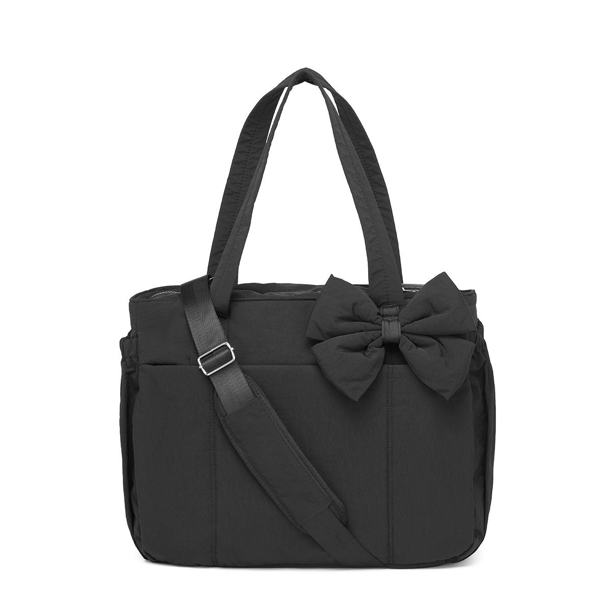 Ounamei Large Nylon Tote Bag for Women | Work Laptop Gym Travel Shoulder Bag with Yoga Mat Strap 23L