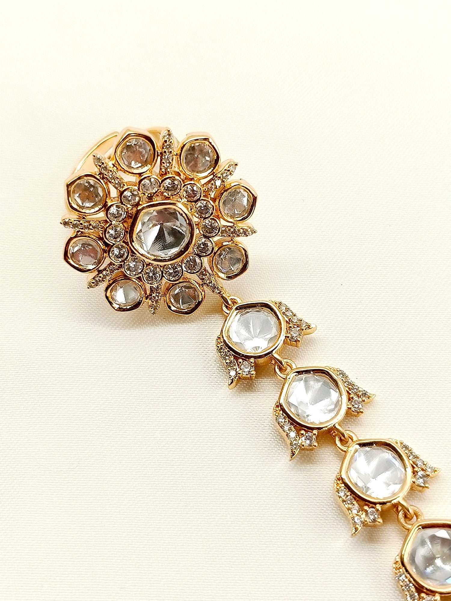 Chitrangana White Kundan Hathphool Set Of 2