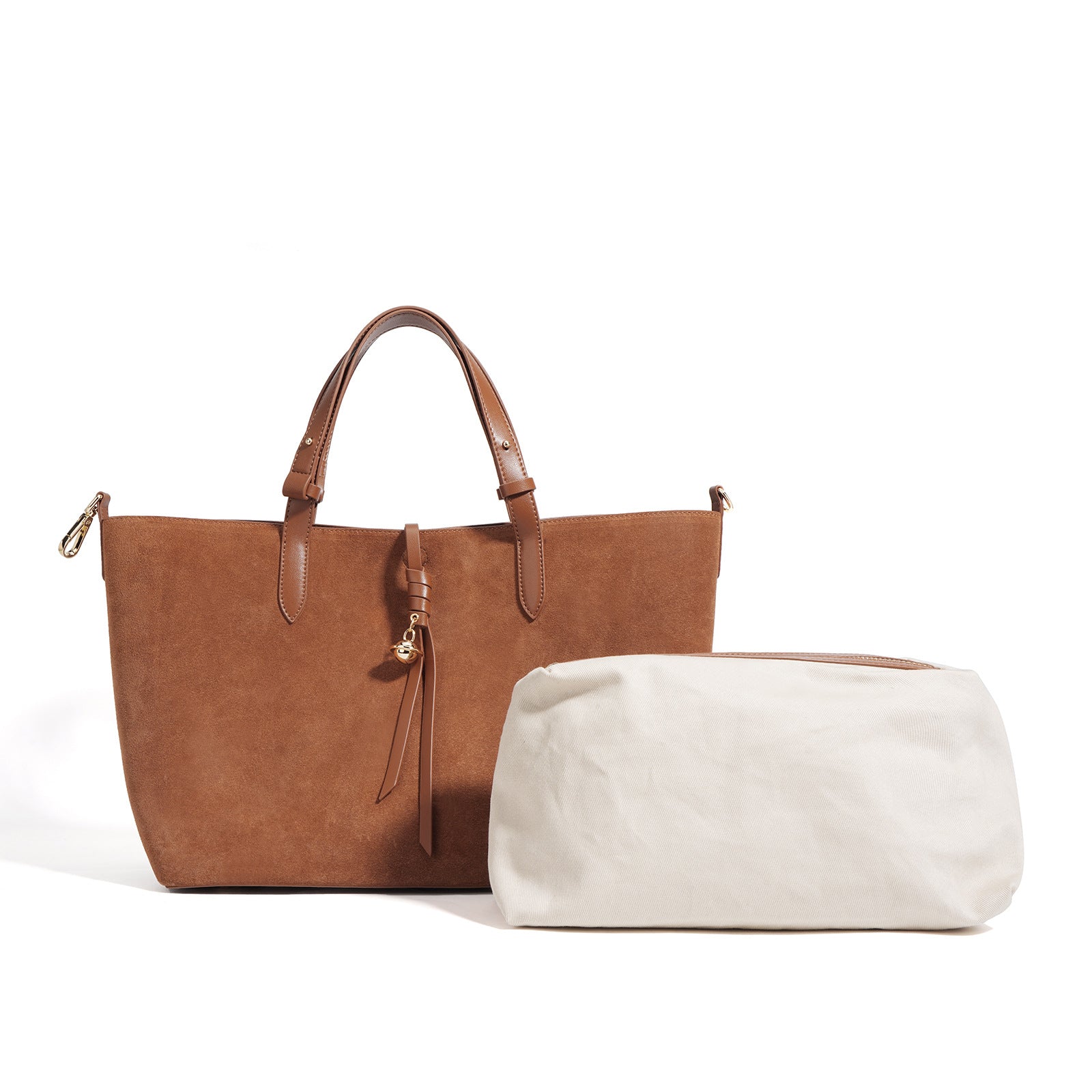 Ounamei Genuine Leather Suede Tote Bucket Bag for Women | Large Capacity Retro Shoulder & Handbag, Elegant Autumn Winter Design