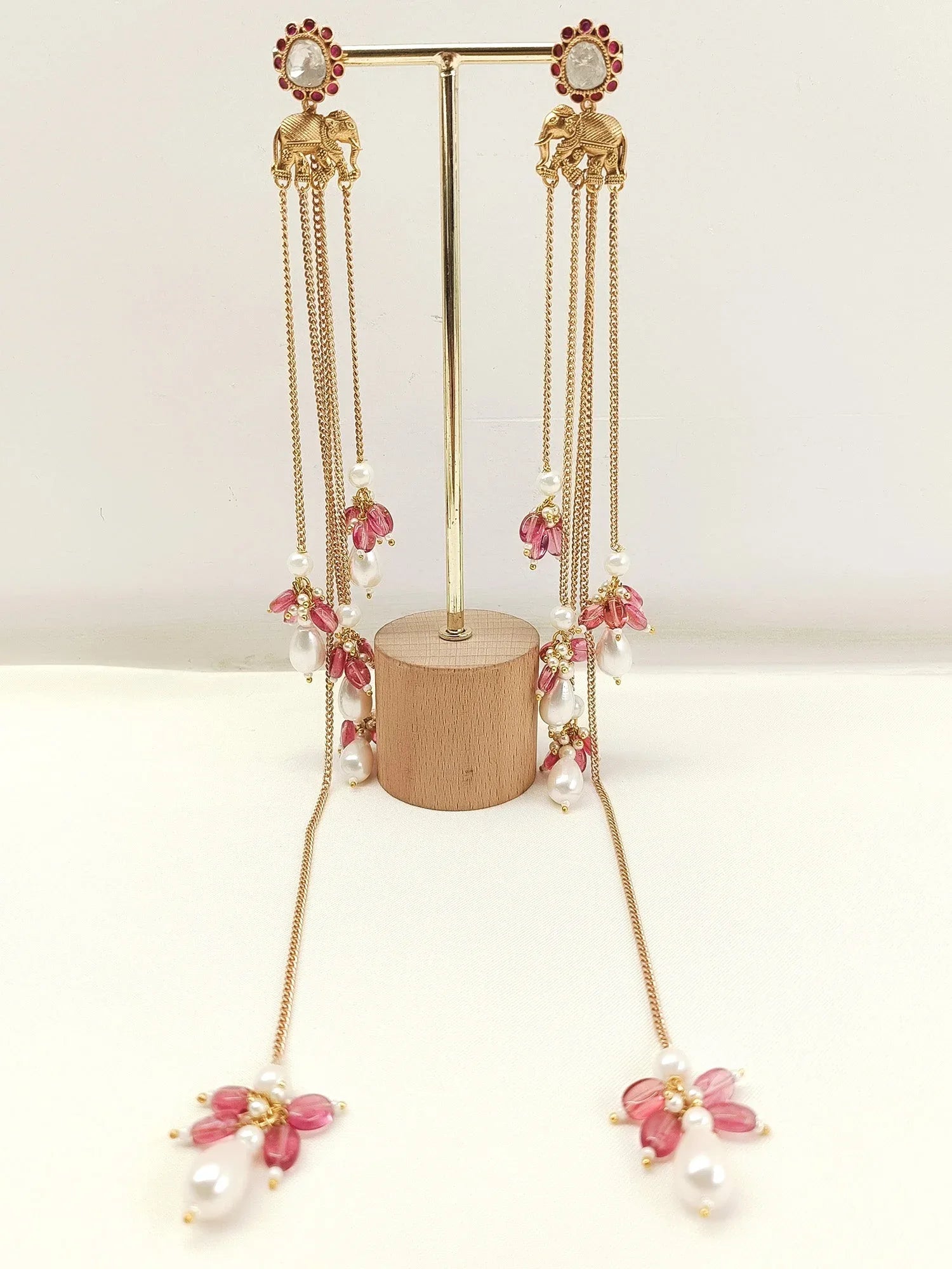 Madhulata Pink Kundan Earrings