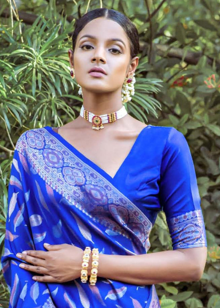 Admiral Blue Zari Woven Silk Saree