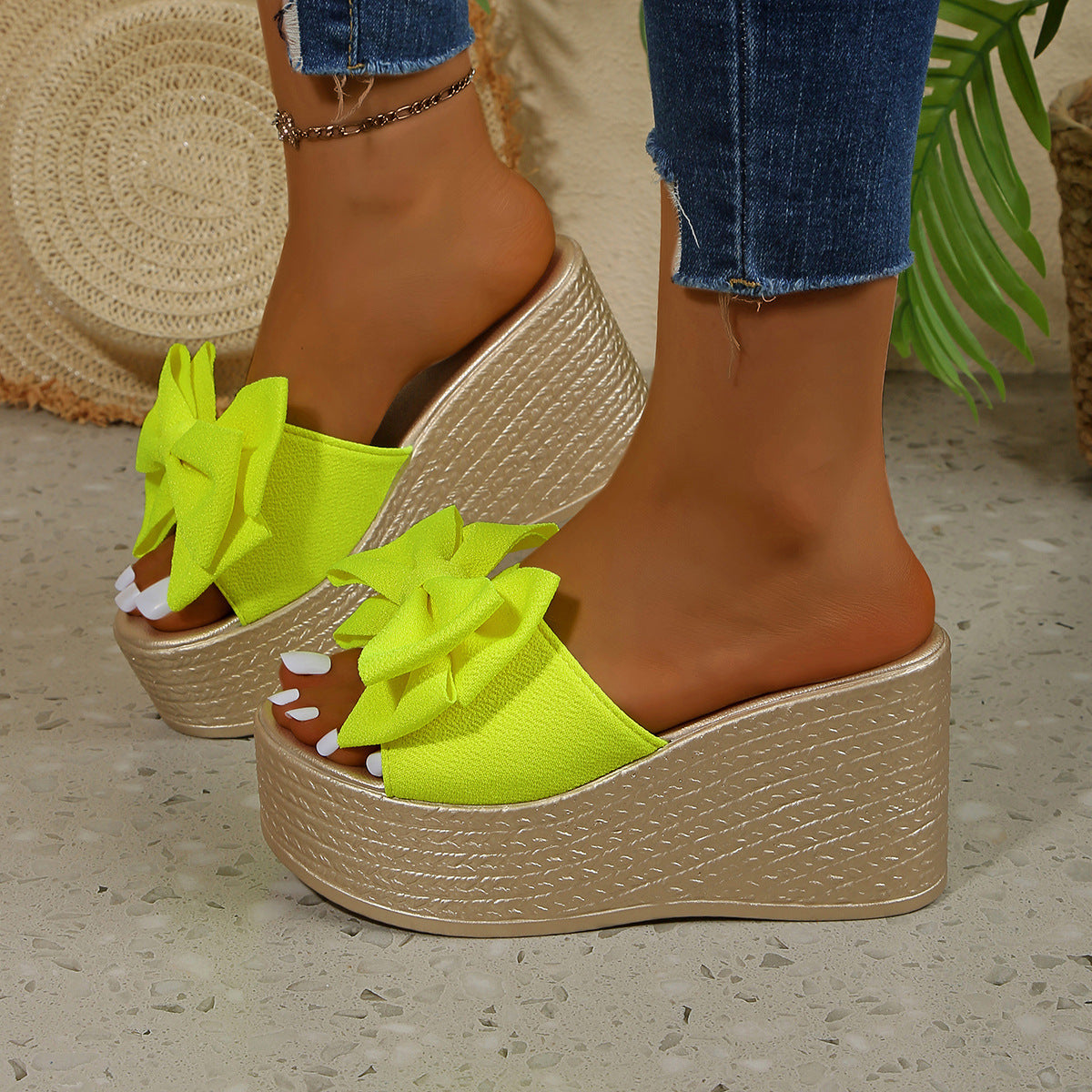 Women’s BowBella Platform Wedge Sandals – Chunky Flatform Summer Shoes (US 4–10.5)