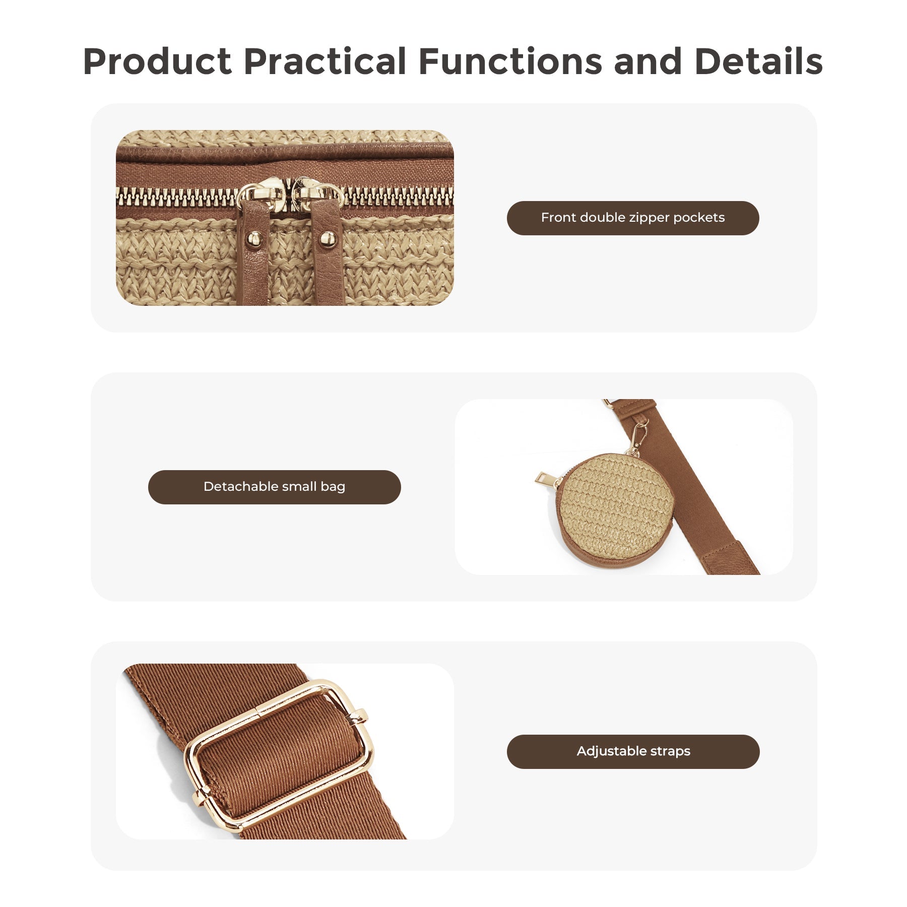 Ounamei Large Crossbody Bag for Women | Multi-Style Bag with Coin Pouch for Travel & Daily Use