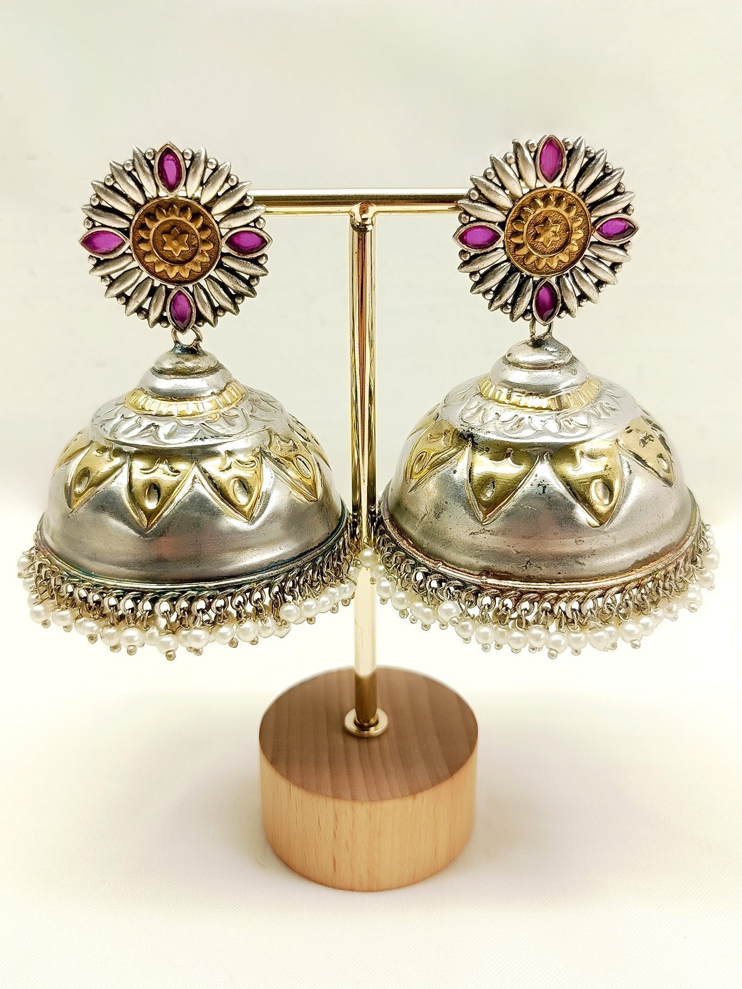 Parvya Ruby Oxidized Jhumki - qivii