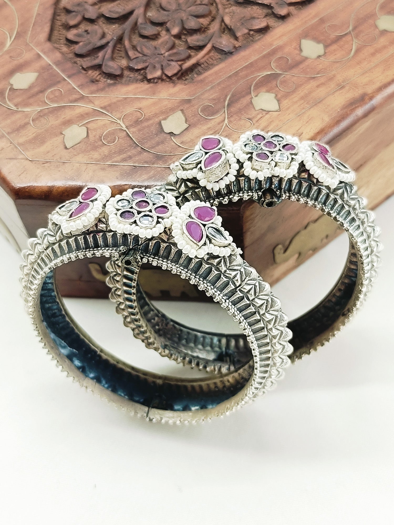 Chakori Ruby Oxidized Bangles