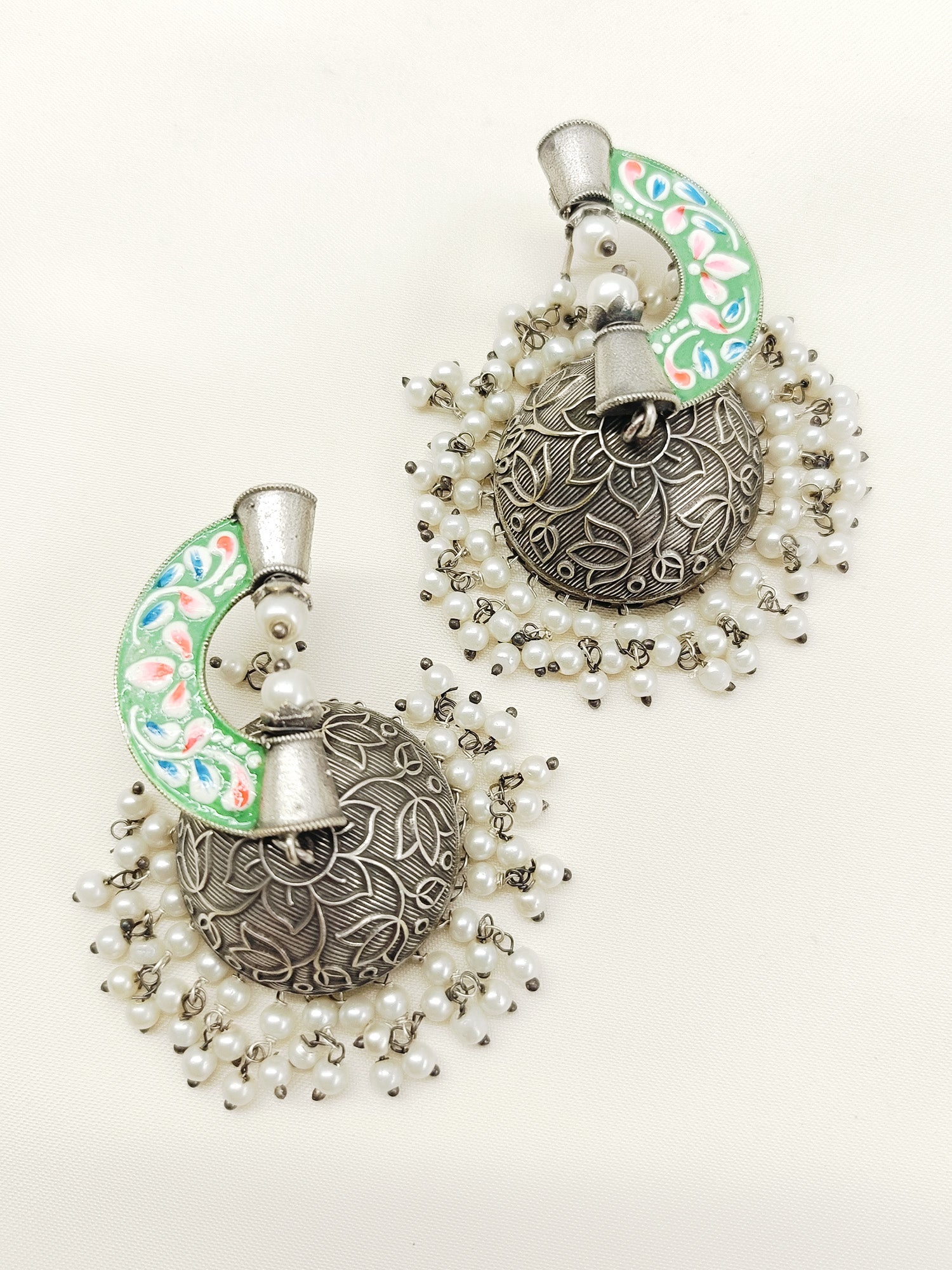 Atisha Green Oxidized Jhumki