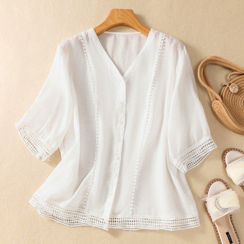 Lucia Cotton-Linen Blouse  - By Qivii