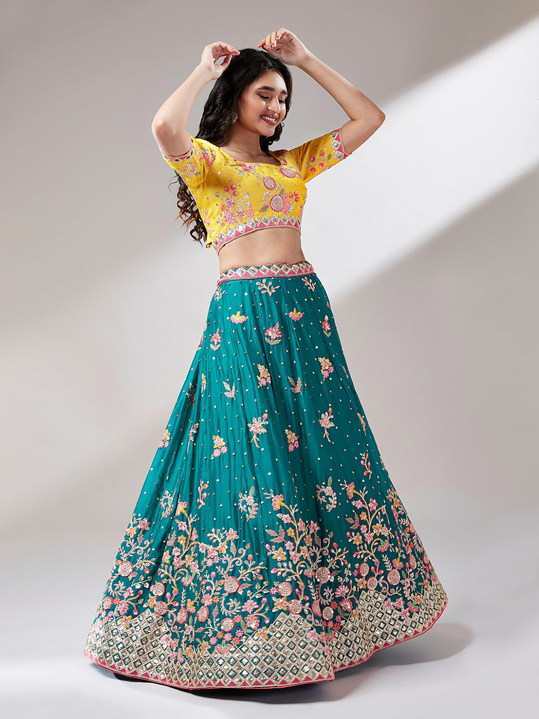 Pure Georgette Sequinse Work Stitched Lehenga