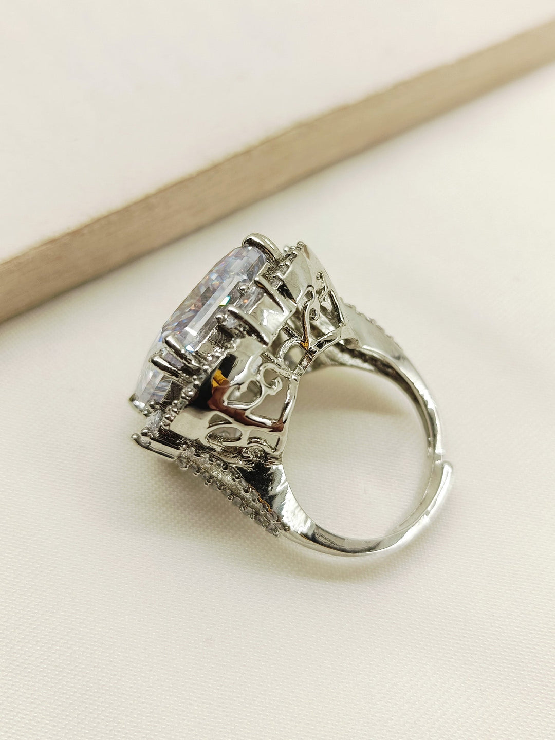 Stunning Josie White American Diamond Finger Ring perfect for any occasion