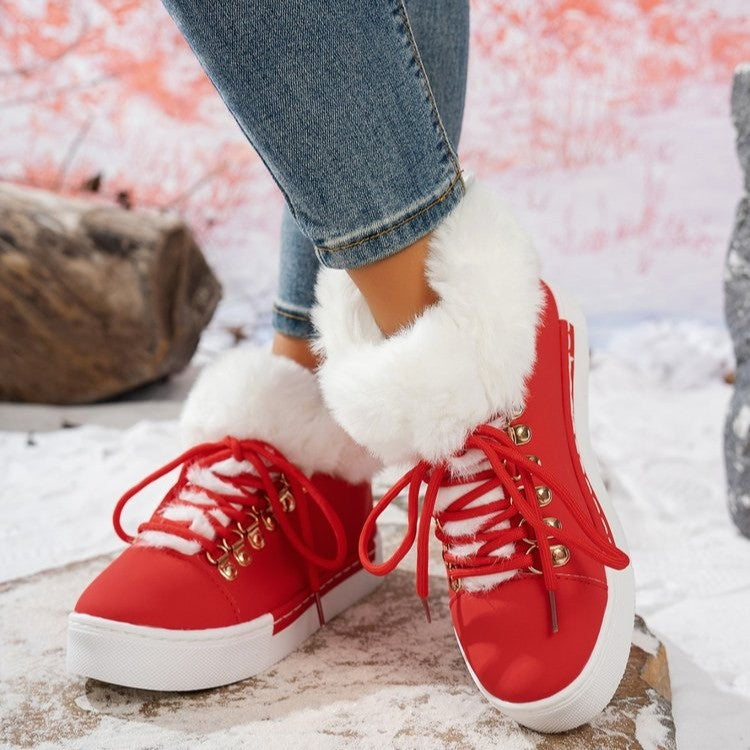 Women's Heritage Plush Snow Boot - Platform Winter Boots with Faux Fur Lining & Classic Lace-Up Design (US 5-10.5)