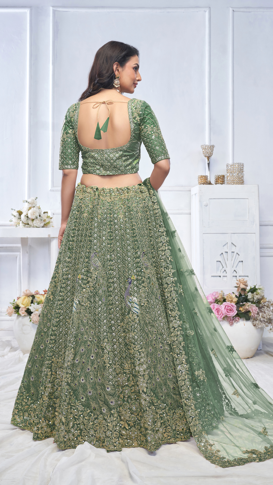 Graceful Green bridal wear lehenga