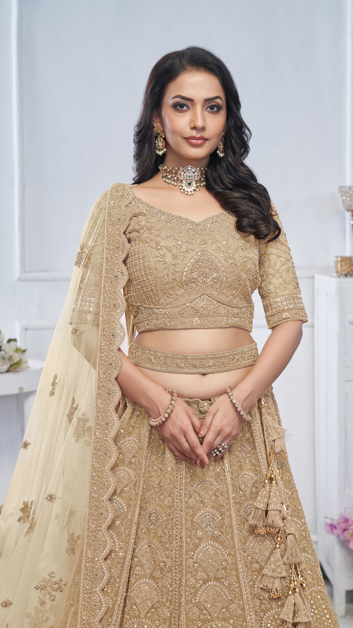 Golden Embroidered Bridal lehenga