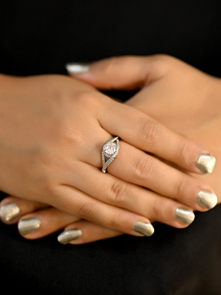 Stunning Wayaki American Diamond Finger Ring with intricate design and sparkling stones