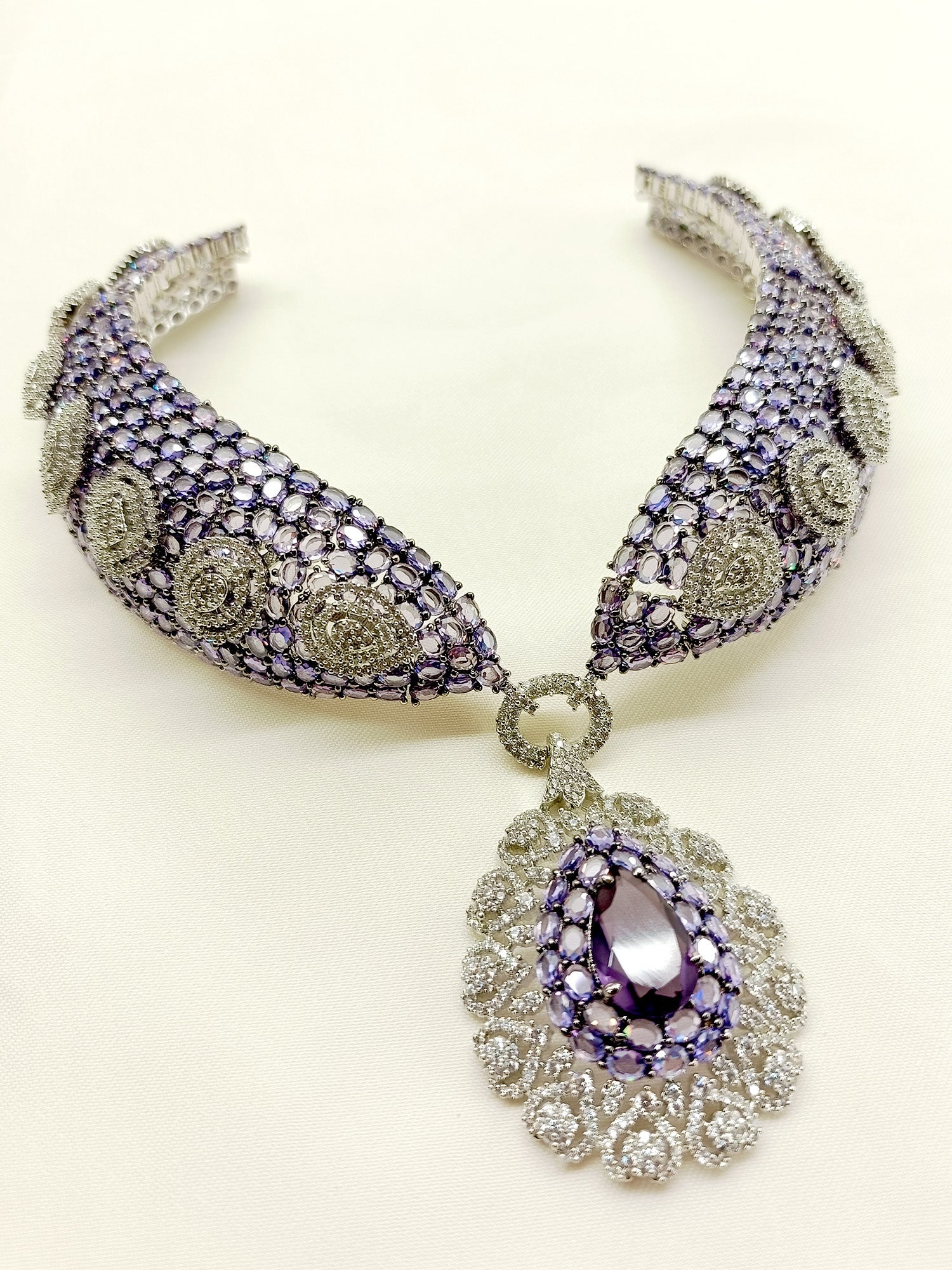 Ameliya Lavender American Diamond Set - qivii