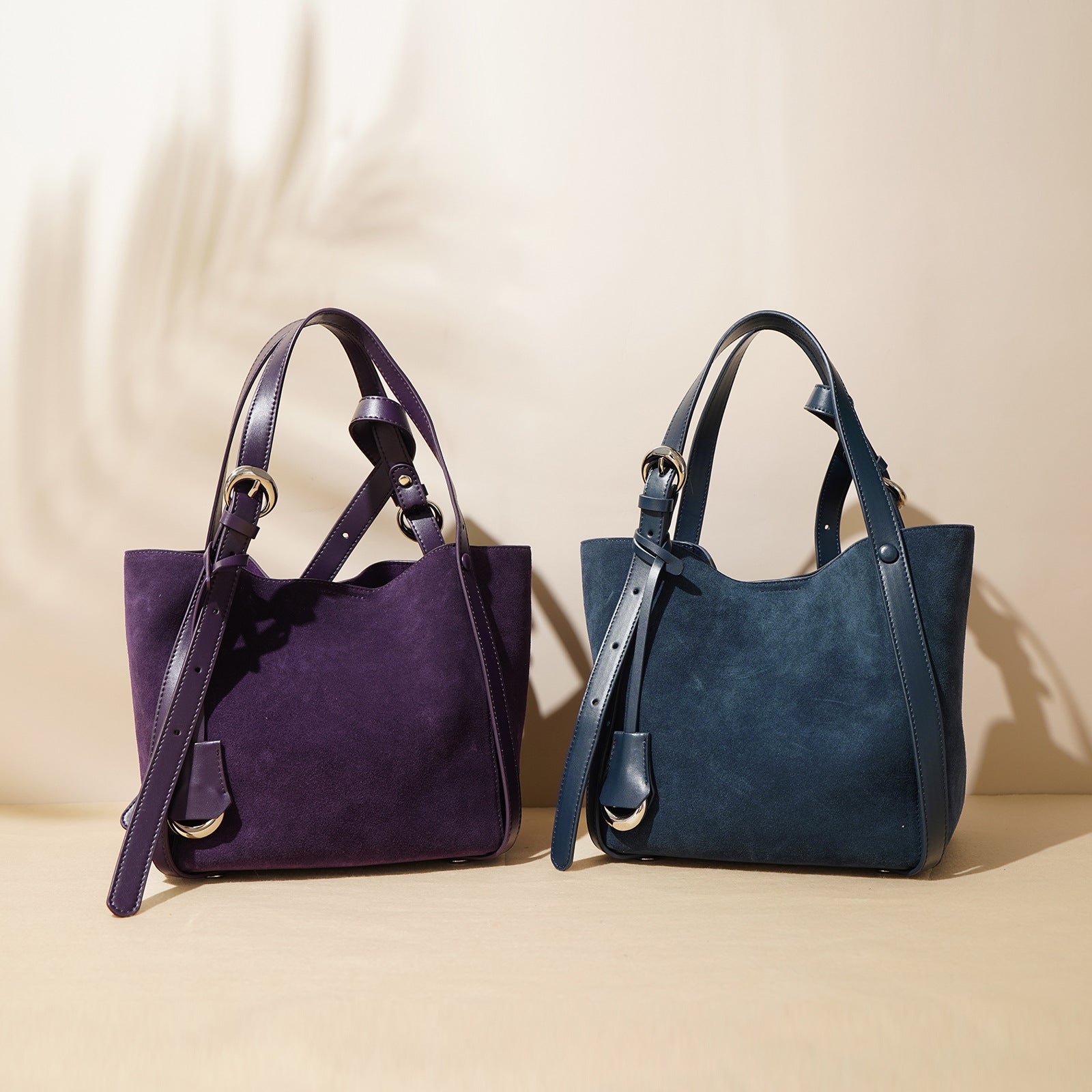 Ounamei Suede Bucket Bag Set | 2-in-1 Handbag & Crossbody Tote with Soft Suede-Finish Leather, Spacious & Stylish Everyday Bag