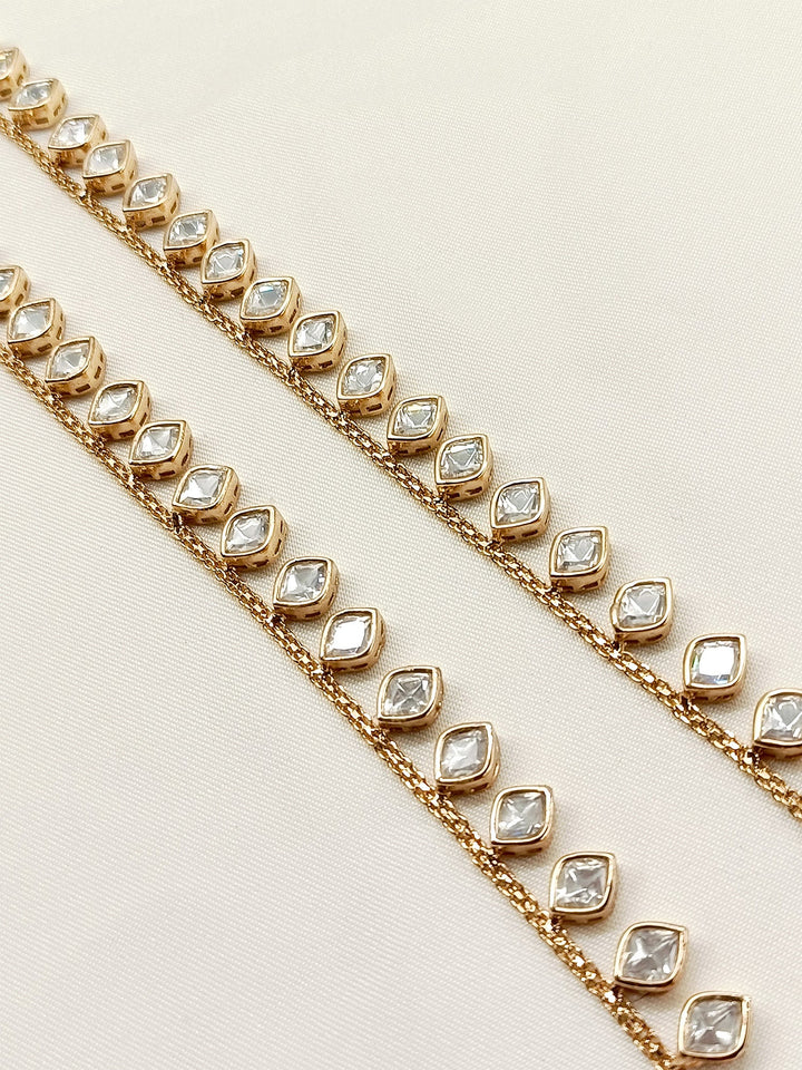 Mehnaaz White Kundan Anklet