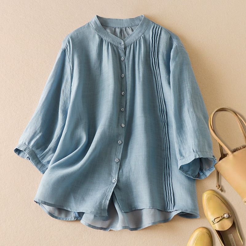 Chamomile Cotton-Linen Blouse  - By Qivii