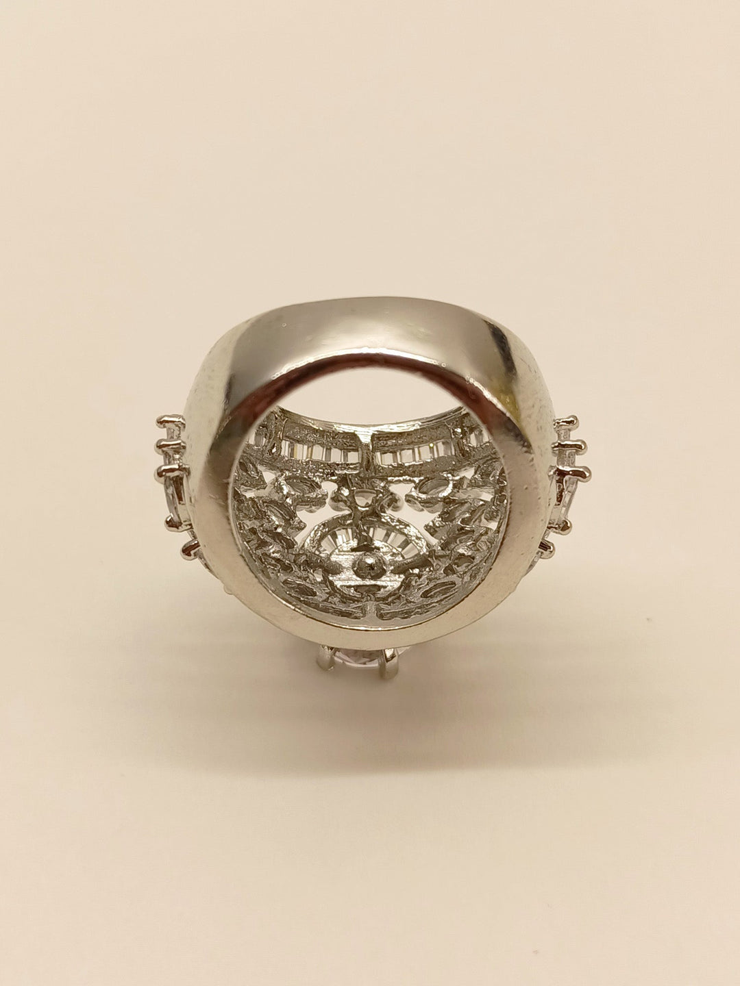 Gorgeous Neema American Diamond Finger Ring with Sparkling Gems and Dazzling Silver Finish