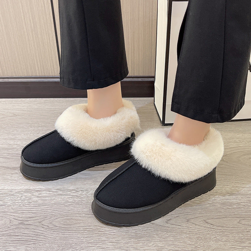 Women's Poppy Cozy Platform Boots - Plush Faux Fur Cuff Slip-On Winter Booties (US 5-10.5)