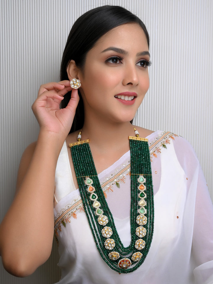 Karter Green Long Kundan Set