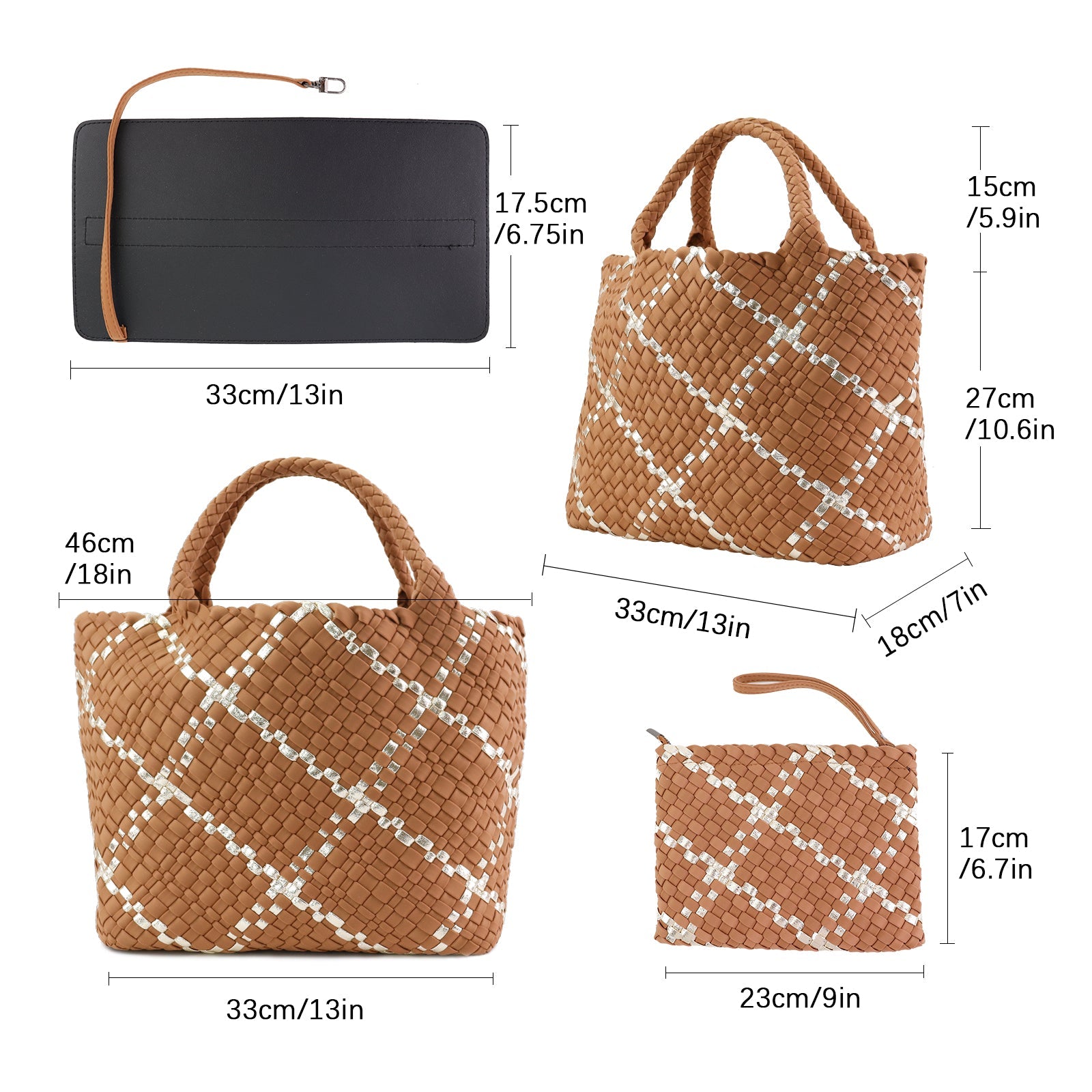 Colorblock Neoprene Woven Bag - Camel | Ounamei