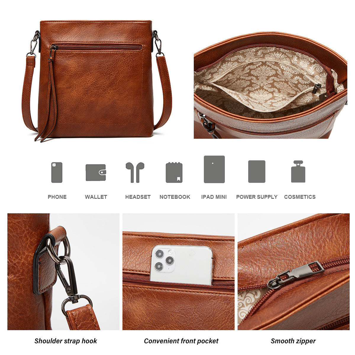 Ounamei Vegan Leather Hobo Shoulder Bag for Women | Large Capacity Purse with Matching Wallet & Card Holder | Shoulder & Crossbody Carry