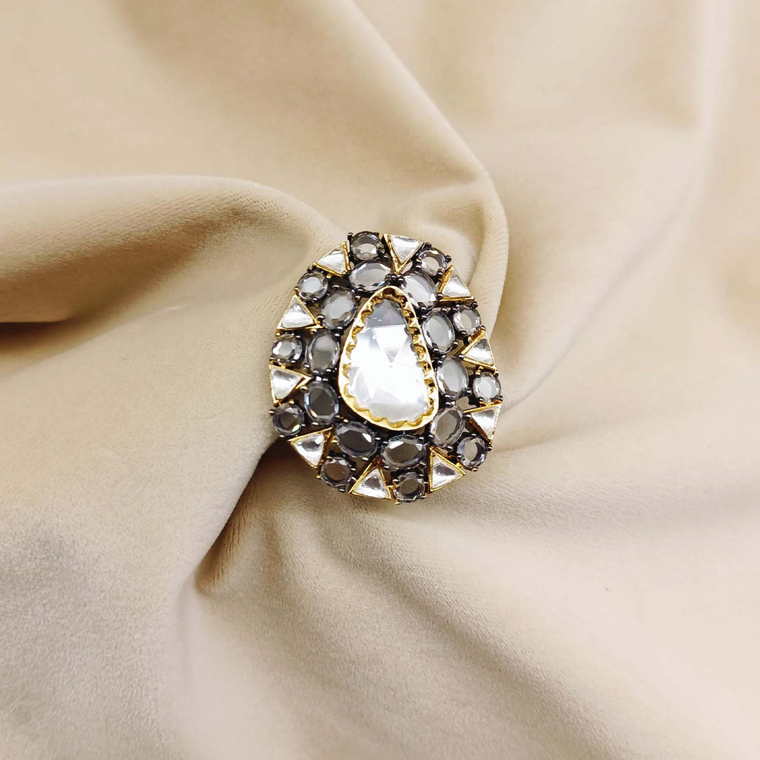 Exquisite Hemakshi Diamonds Gold & Rhodium Plated Victorian Ring with vintage-inspired detailing