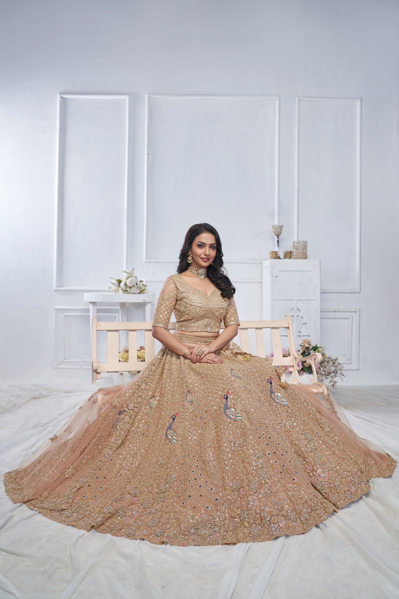 Showstopper Mustard Embroidered Bridal Wear Lehenga - qivii