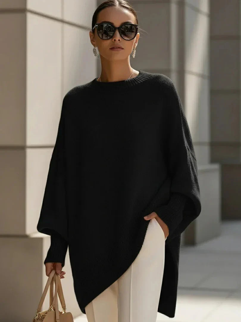 Mona | Cozy Oversized Knit Poncho Sweater by Qivii