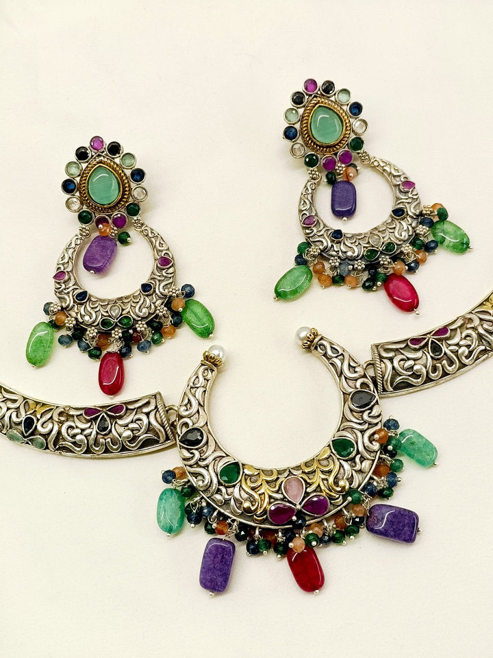 Gunjika Multi Colour Oxidized Necklace Set