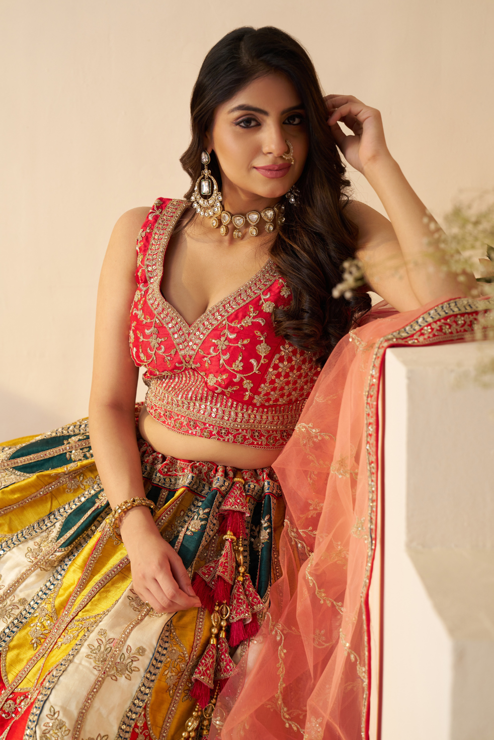 Vibrant Multicolor Zari Work Lehenga – Perfect Bridal & Haldi Lehenga - qivii