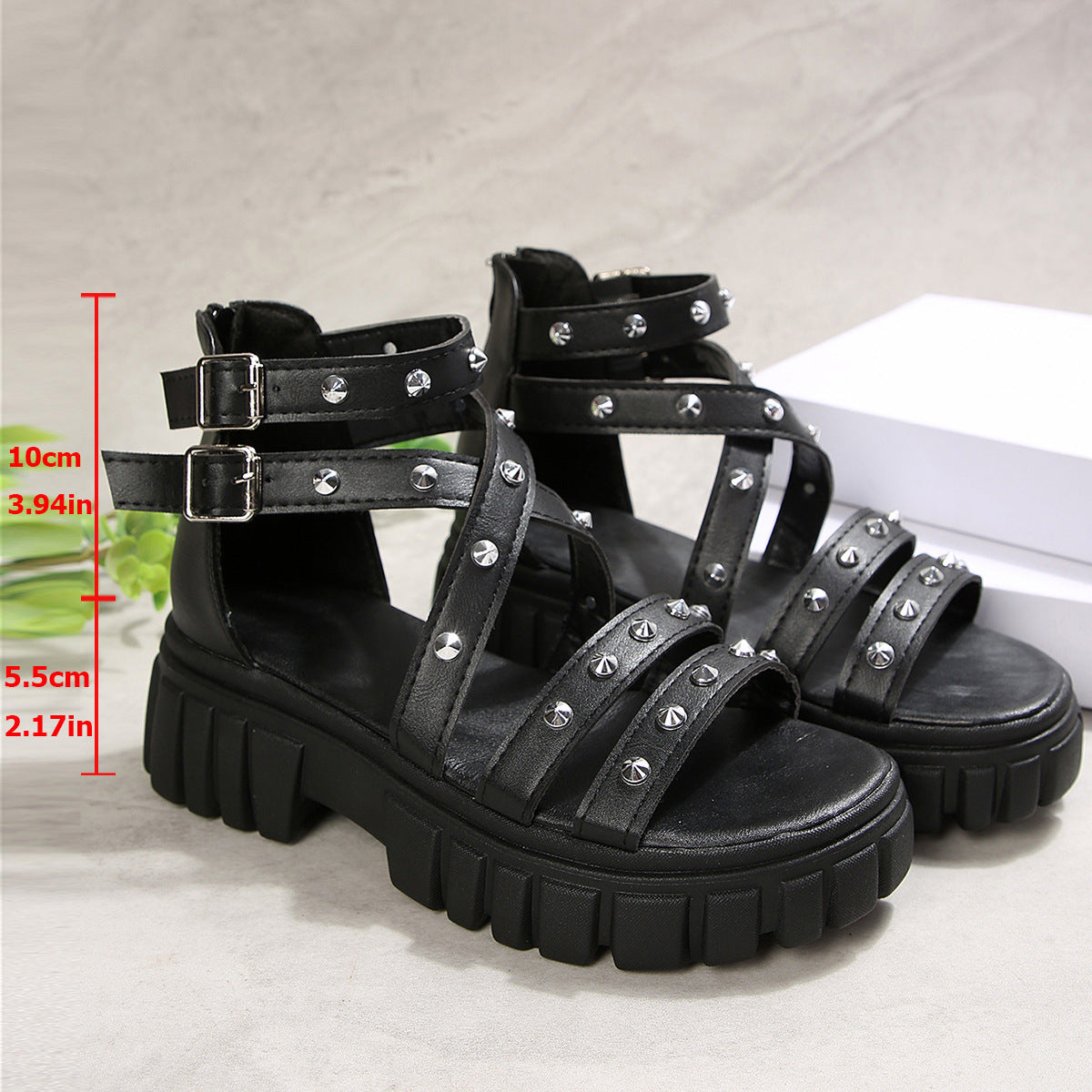 Women’s Rivara Studded Platform Wedge Sandals – Adjustable Ankle Strap Casual Summer Shoes (US 4–10.5)