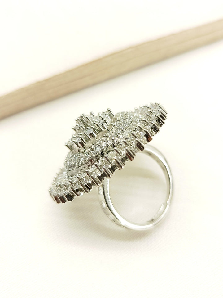  Exquisite Rooh White American Diamond Finger Ring, a timeless and luxurious accessory