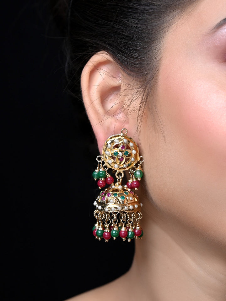 Fatemah Ruby & Green Jadau Jhumki