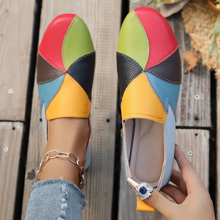 Women’s Norielle Slip-On Colorblock Loafers – Round Toe Casual Flat Shoes (US 5–10.5)