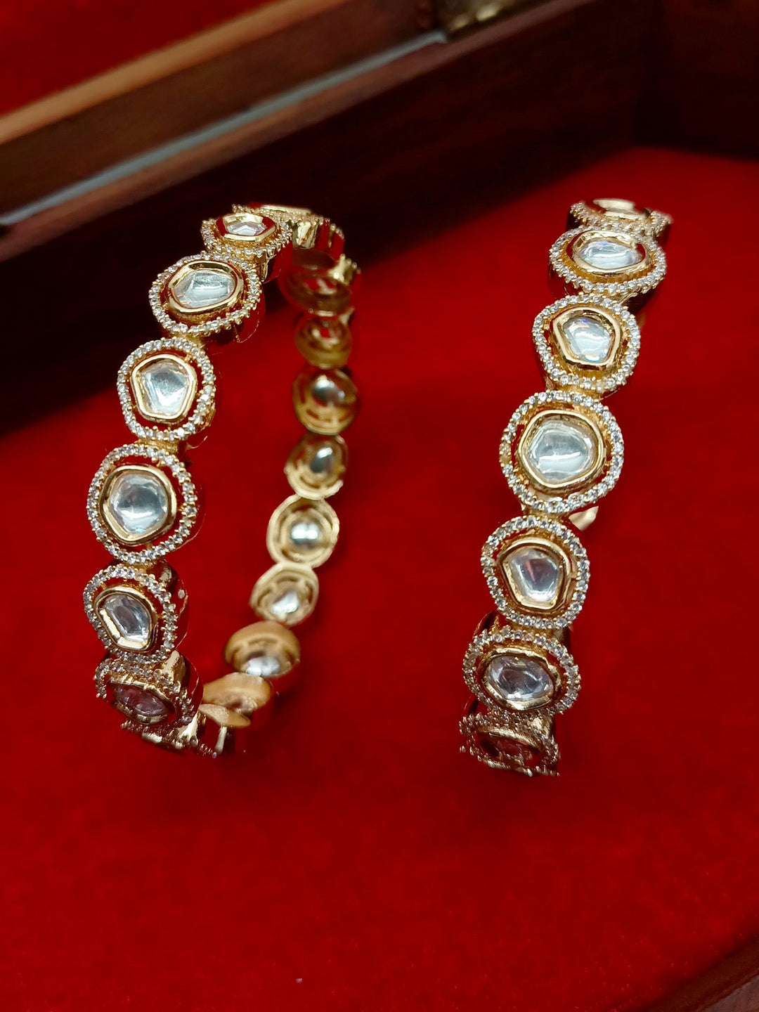 Dominica White Kundan Polki Bangles